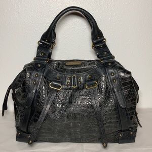 - Lockheart Black Croc Embossed Tote